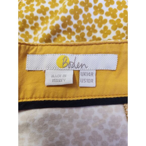 Boden Flower Stretch Mini Pocketed Skirt Mustard Yellow Size 10 NWOT - Picture 5 of 5